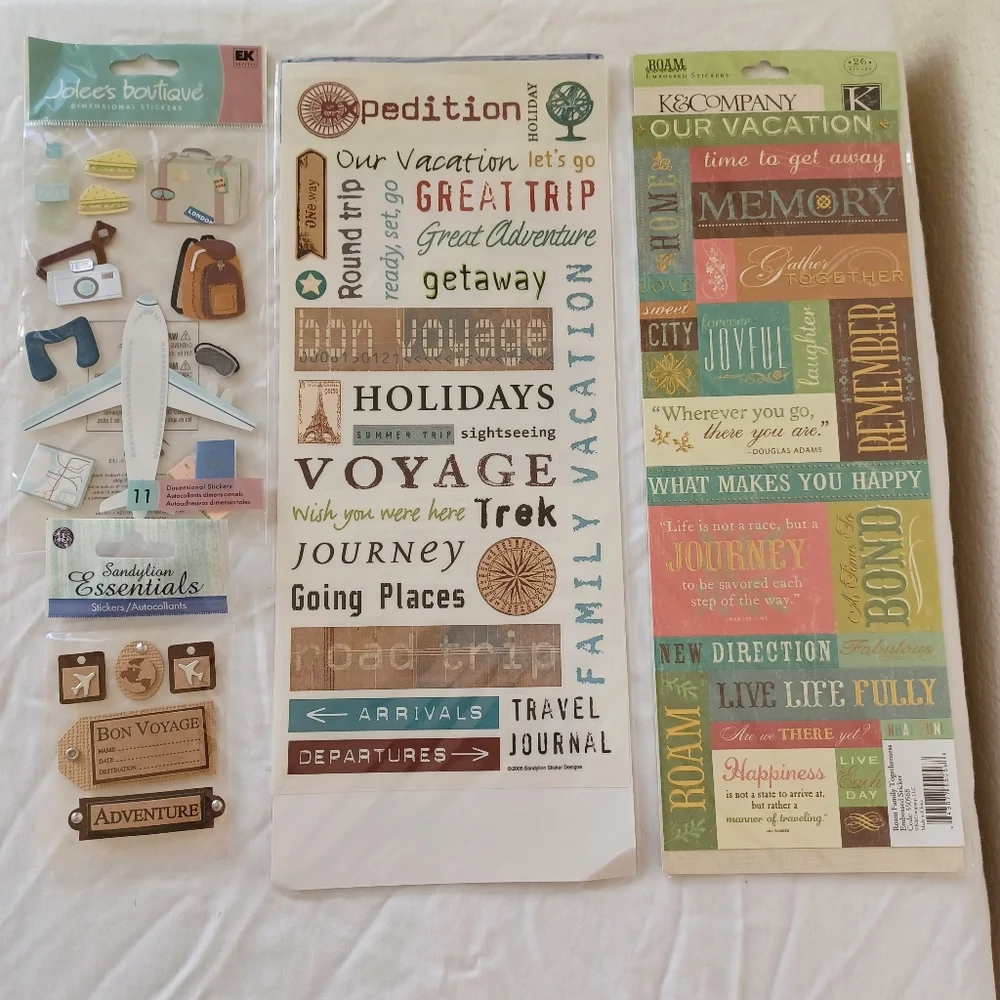 New K & Company 12x12 Scrapbook Bundle - Stickers, Tape, Paper, Page Protectors